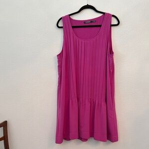 Ralph Lauren Bright Fuchsia Pleated Sleeveless Midi Dress